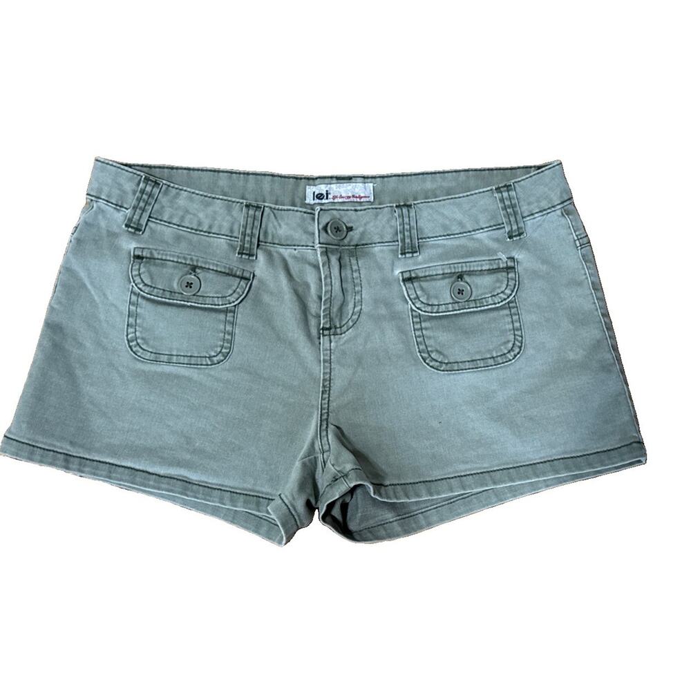 VTG Y2K Abercrombie & Fitch Shorts Womens 9 Micro Mini Green Flap Pockets Run Sm